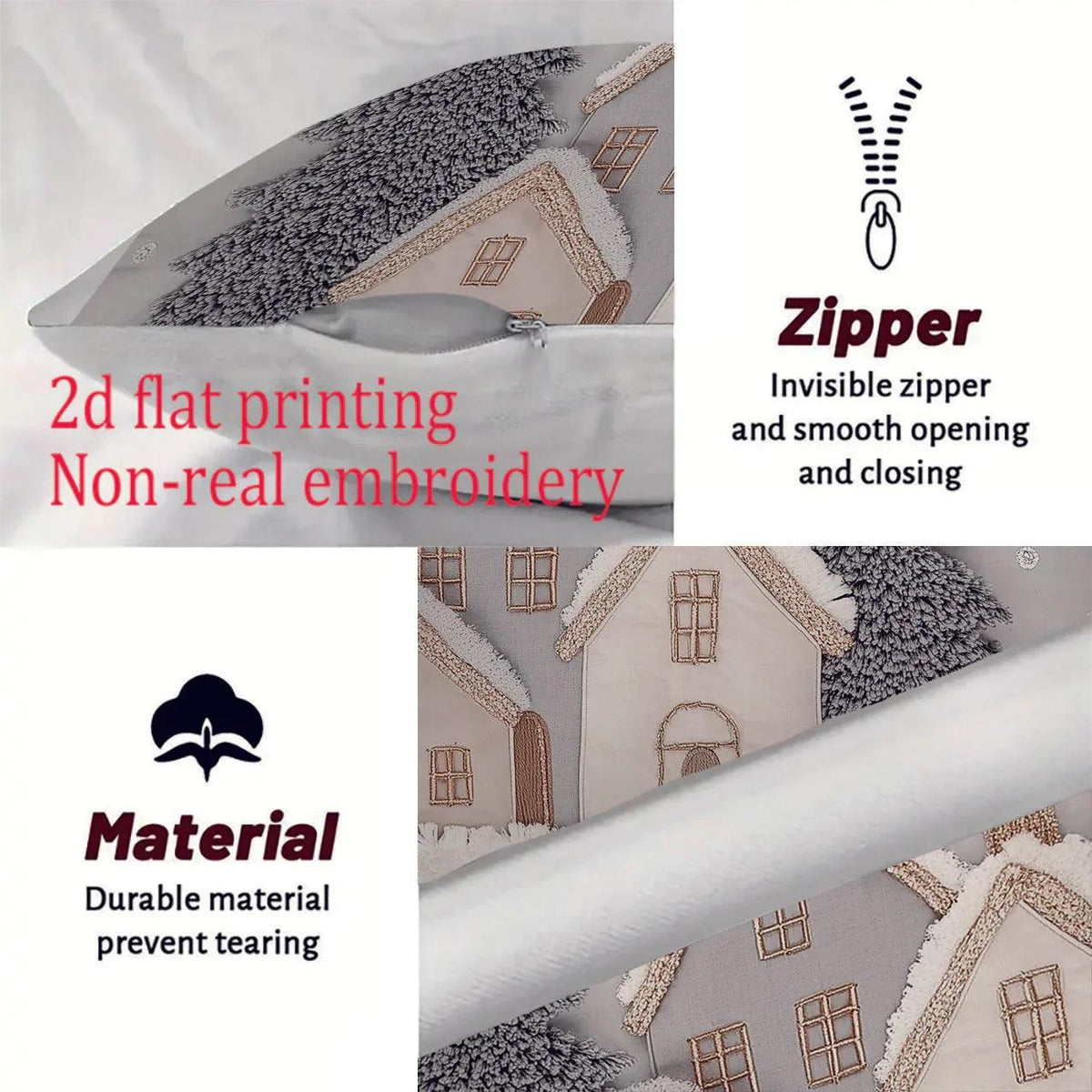 Polyester Christmas Throw Pillow Covers, Zipper Closure, 18-20