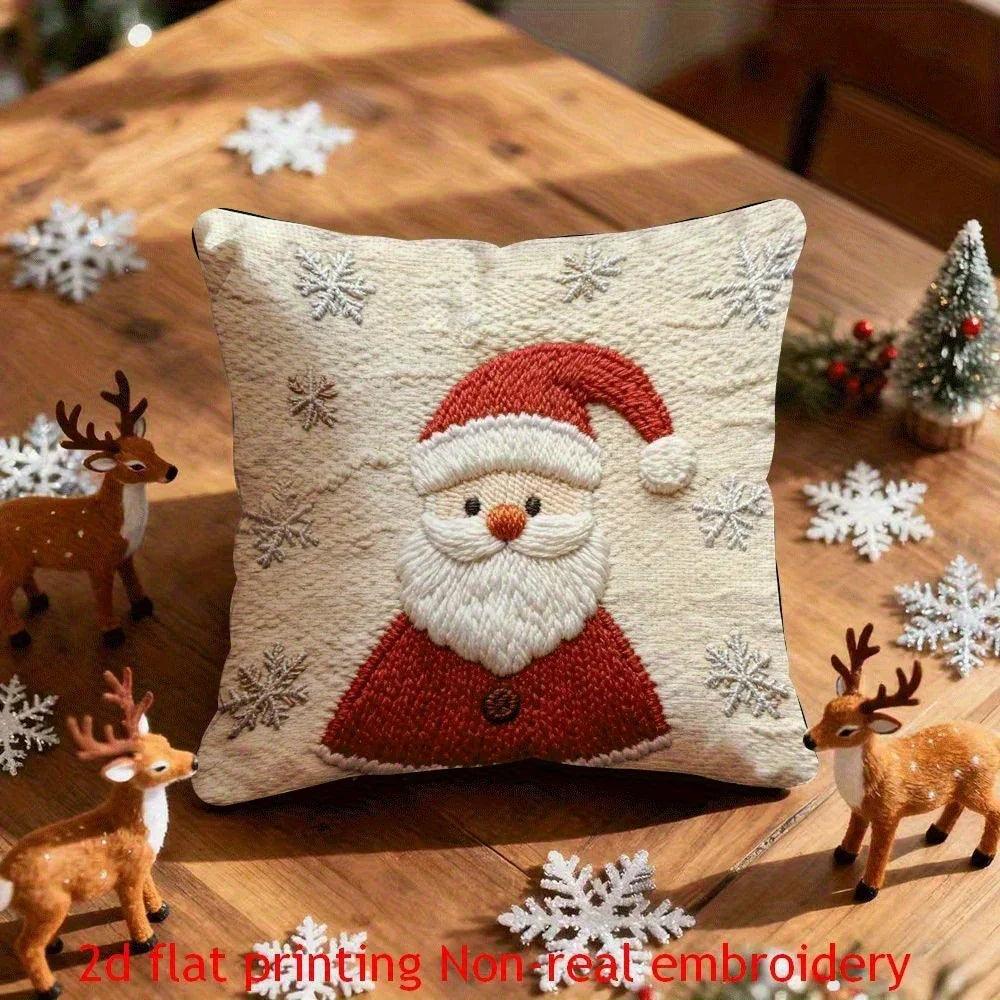 Polyester Reindeer Pillow Covers, Zippered and Machine-Washable, 18x18 Inches