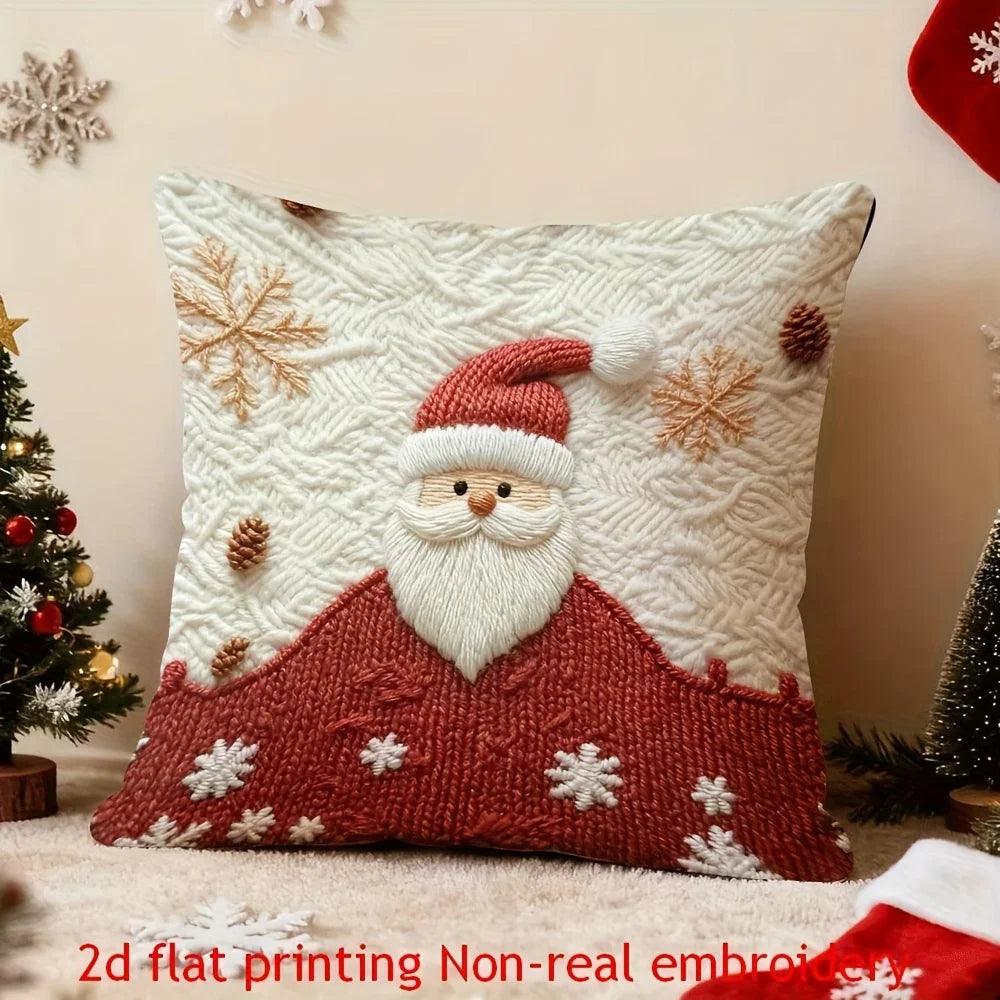 Polyester Reindeer Pillow Covers, Zippered and Machine-Washable, 18x18 Inches