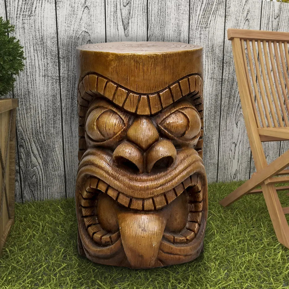 Concrete Garden Stool Tiki Kanaloa Seat 19 Inch