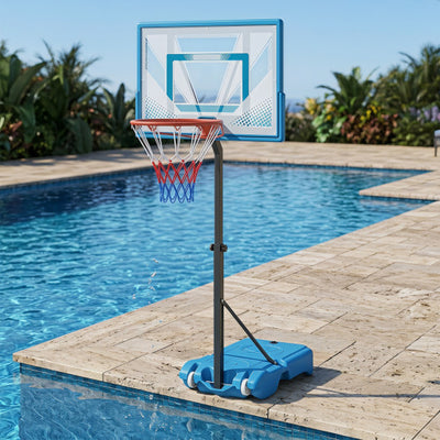 Pool Basketball Hoop with 3-Level Adjustable Height and Weighted Base