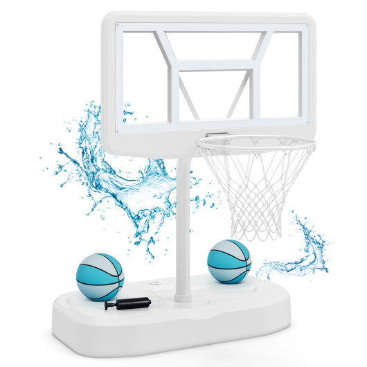 Pool Basketball Hoop Set with 2 Balls and Pump for Water Games-Blue