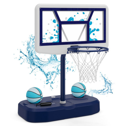 Pool Basketball Hoop Set with 2 Balls and Pump for Water Games-Navy