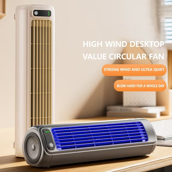 Portable Air Conditioner Fan 2000mAh Quiet Desktop Tower Fan Wall Non-drilling Circulating Fan 3 Speeds Adjustable