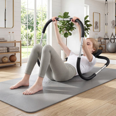 Portable AB Trainer with Headrest and Foam Handle for Office Home Gym-Silver