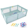 Portable Baby Playpen with 50 Ocean Balls Breathable Mesh and Safe Zippered Doors-Blue