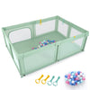 Portable Baby Playpen with 50 Ocean Balls Breathable Mesh and Safe Zippered Doors-Green