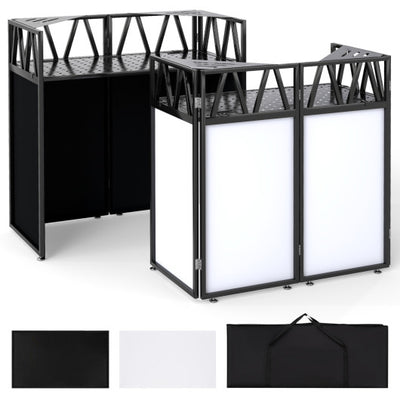 Portable DJ Booth with Black Scrims and Carrying Bag-Black