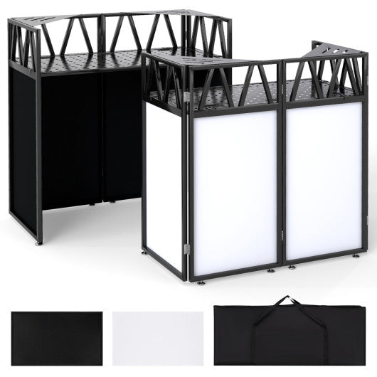 Portable DJ Booth with Black Scrims and Carrying Bag-Black