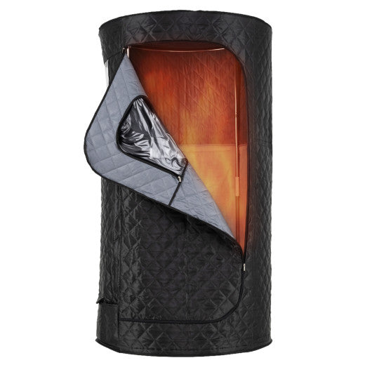 Portable Far Infrared Sauna Box for Home Full Body Sauna Tent with Heated Foot Pad-Black
