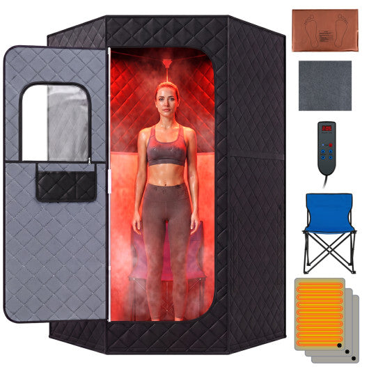 Portable Far Infrared Sauna Box for Home Full Body Sauna Tent-Black