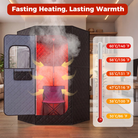 Portable Far Infrared Sauna Box for Home Full Body Sauna Tent-Black
