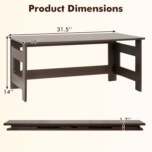 Portable Low Floor Table with Foldable Legs for Living Room-Brown