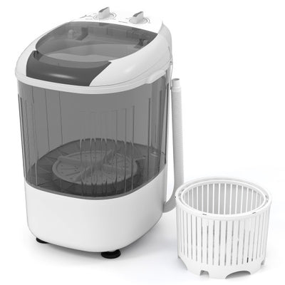 Portable Mini Semi-automatic Washing Machine with Spin Tub and Drain Hose 2.5 kg Capacity-Gray