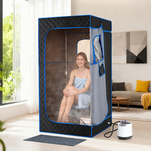 Portable Steam Sauna Box with 3L/1200W Fast-Heat Steamer and 15-Level Temperature-Blue