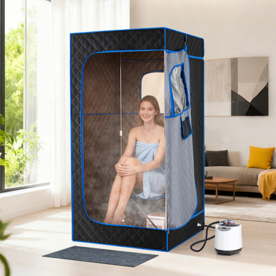 Portable Steam Sauna Box with 3L/1200W Fast-Heat Steamer and 15-Level Temperature-Blue