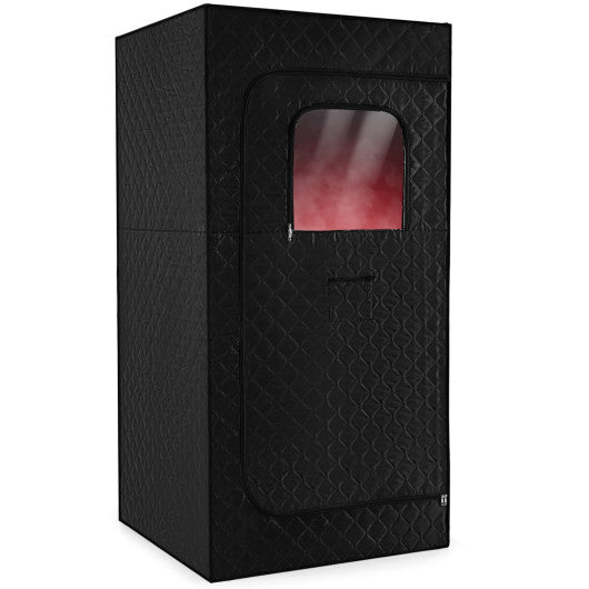 Portable Steam Sauna Box with 3L/1200W Fast-Heat Steamer and 15-Level Temperature-Black