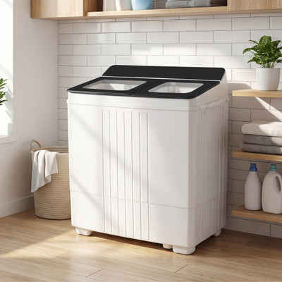 Portable Washing Machine with 12 LBS Washer and 8 LBS Spinner Combo for Apartments-Black