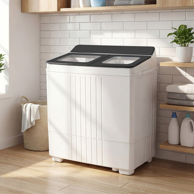 Portable Washing Machine with 12 LBS Washer and 8 LBS Spinner Combo for Apartments-Gray