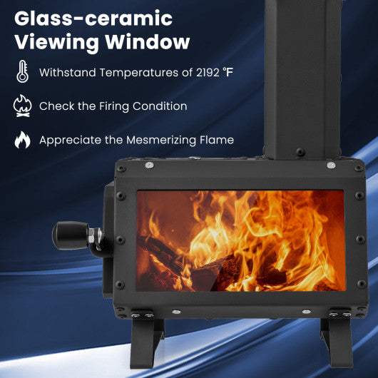 Patented Portable Wood Camping Burning Stove Heater Tabletop Fire Pit with 2 Cooking Positions