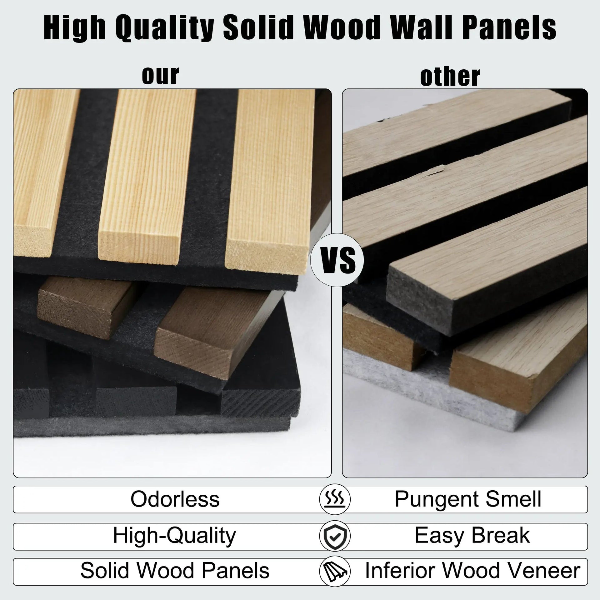 Luxury Natural Oak Acoustic Solid Wood Slat Wall Panels ( 2 Panels Per Box）