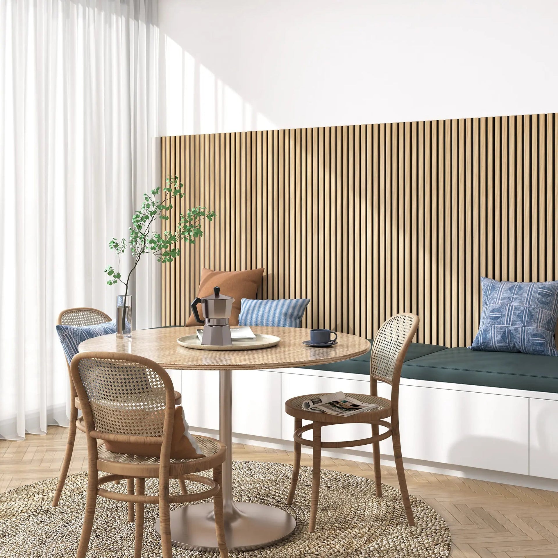 Luxury Natural Oak Acoustic Solid Wood Slat Wall Panels ( 2 Panels Per Box）