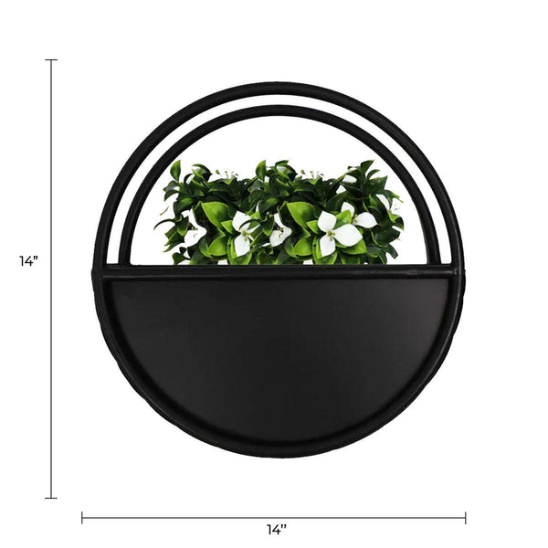 Floating Half Moon Metal Wall Planter – Onyx Black 35cm