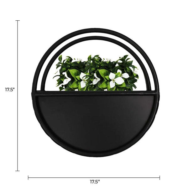 Floating Half Moon Metal Wall Planter – Onyx Black 45cm