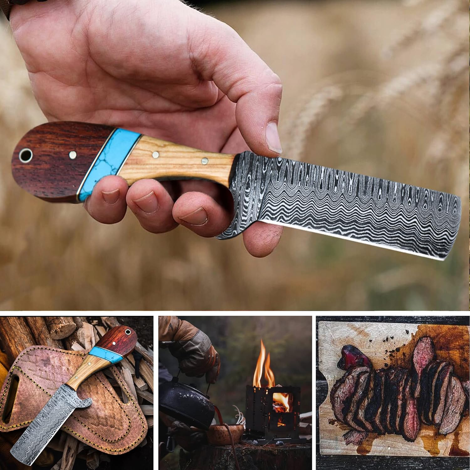 Custom Handmade Bull Cutters with Damascus Steel Blade – Ranch & Leatherwork Essential