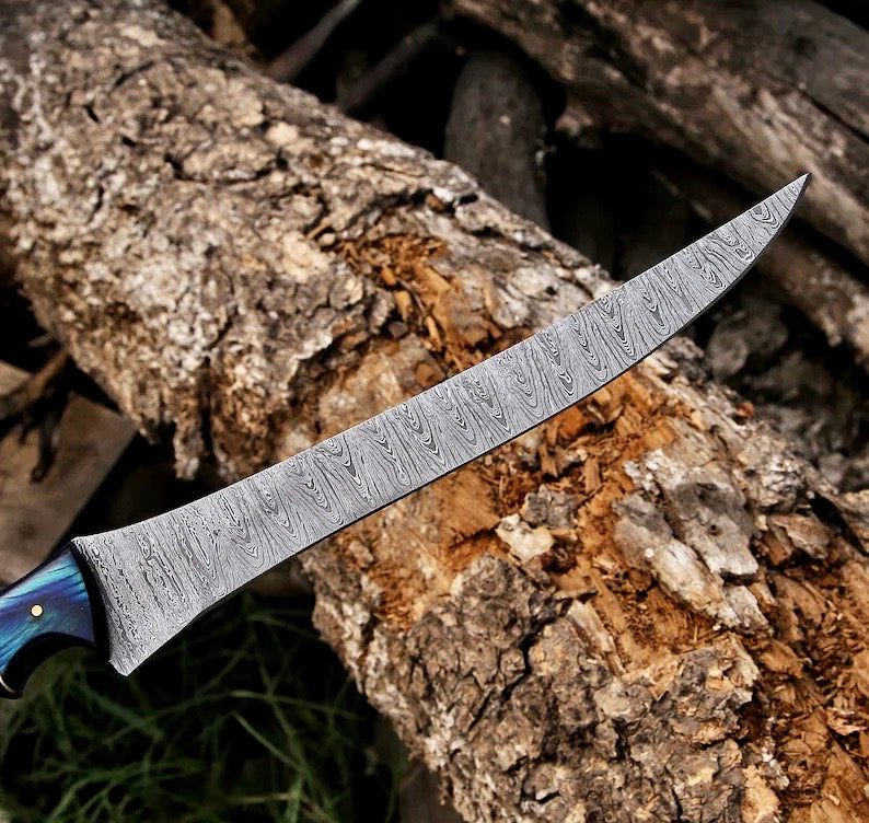 🌿 Damascus Steel Boning & Fillet Knife – 13