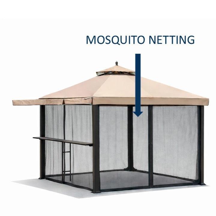 Shade N' Shelters 10' x 10' Prescott Gazebo w/ Awning & Bar - Mosquito Netting