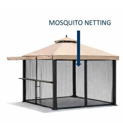 Shade N' Shelters 10' x 10' Prescott Gazebo w/ Awning & Bar - Mosquito Netting