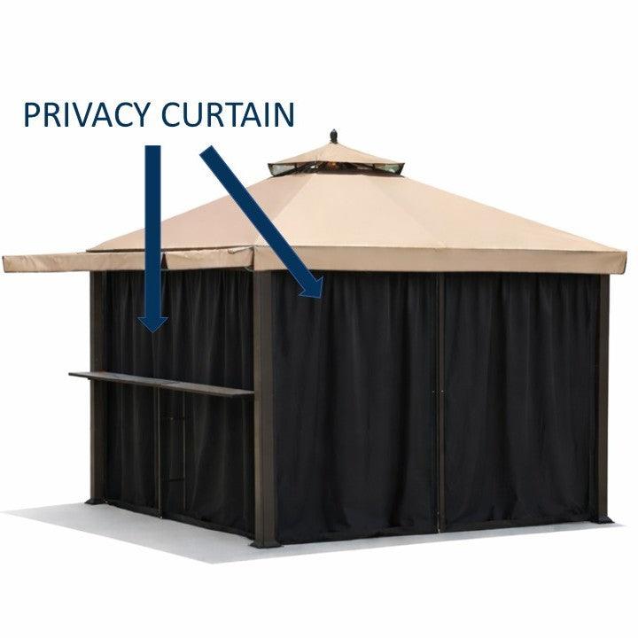 Shade N' Shelters 10' x 10' Prescott Gazebo w/ Awning & Bar - Privacy Curtain