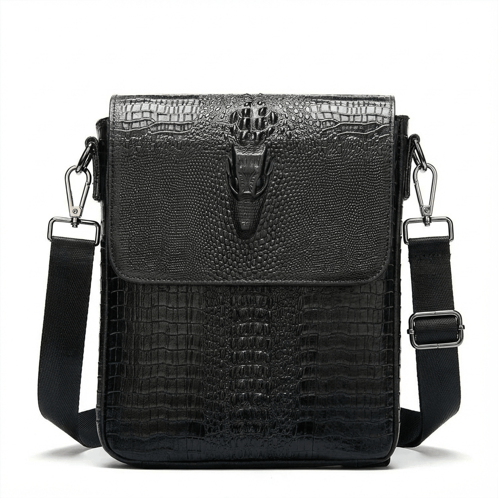 Men's Croc-Embossed Leather Sling Bag – Structured Office Carry