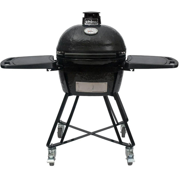 Primo All-In-One Oval Junior 200 Ceramic Kamado Grill With Cradle, Side Shelves And Stainless Steel Grates - PGCJRC - Gifts for You 'n Me