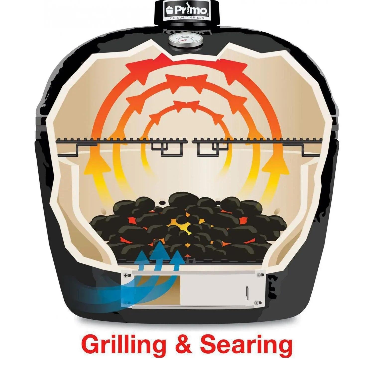 Primo Oval Junior 200 Ceramic Kamado Grill With Stainless Steel Grates - PGCJRH - Gifts for You 'n Me