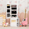 Princess Vanity Table and Stool Set Freestanding Jewelry Cabinet Armoire with Full-Length Mirror-White