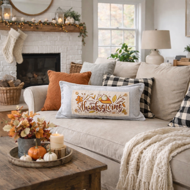 PANEL ONLY: RECTANGLE Autumn Fall Leaf Leaves November Thanksgiving Day Dessert; PUMPKIN PIE