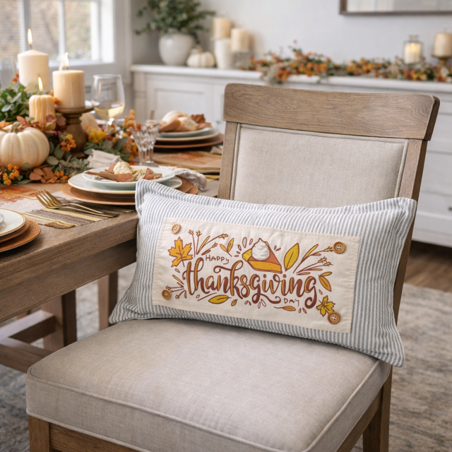 PANEL ONLY: RECTANGLE Autumn Fall Leaf Leaves November Thanksgiving Day Dessert; PUMPKIN PIE