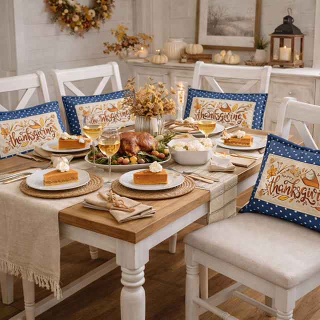 PANEL ONLY: RECTANGLE Autumn Fall Leaf Leaves November Thanksgiving Day Dessert; PUMPKIN PIE