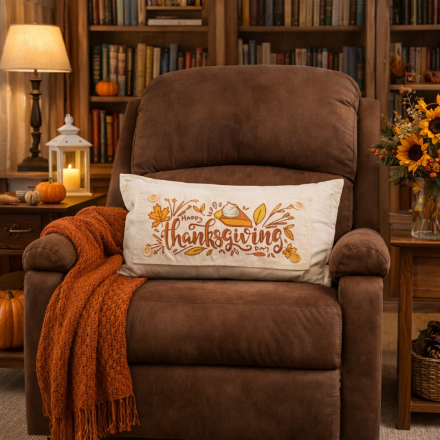 PANEL ONLY: RECTANGLE Autumn Fall Leaf Leaves November Thanksgiving Day Dessert; PUMPKIN PIE