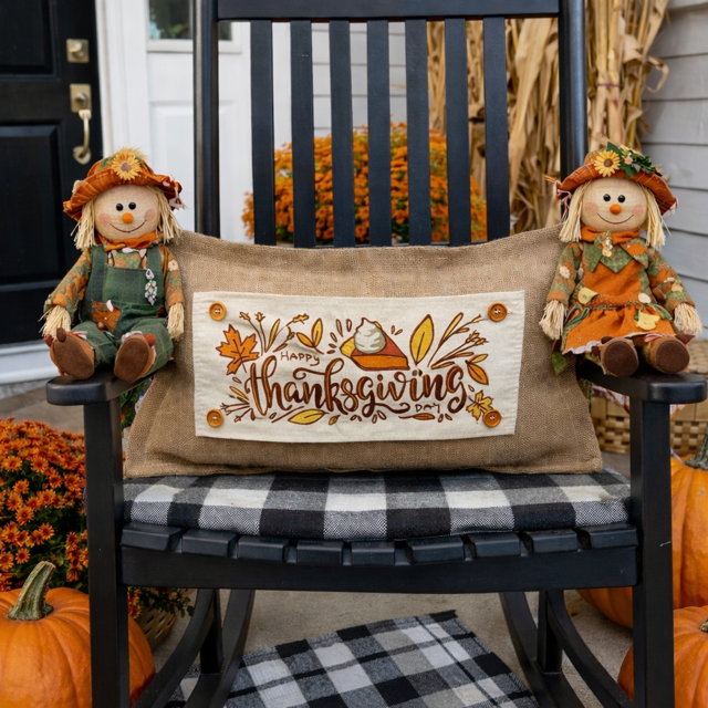 PANEL ONLY: RECTANGLE Autumn Fall Leaf Leaves November Thanksgiving Day Dessert; PUMPKIN PIE