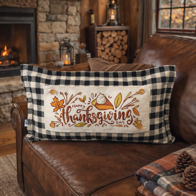 PANEL ONLY: RECTANGLE Autumn Fall Leaf Leaves November Thanksgiving Day Dessert; PUMPKIN PIE