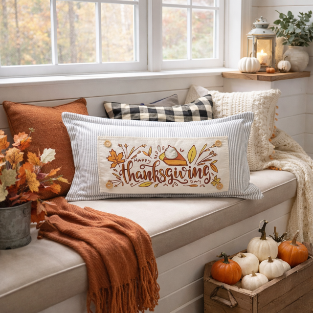 PANEL ONLY: RECTANGLE Autumn Fall Leaf Leaves November Thanksgiving Day Dessert; PUMPKIN PIE