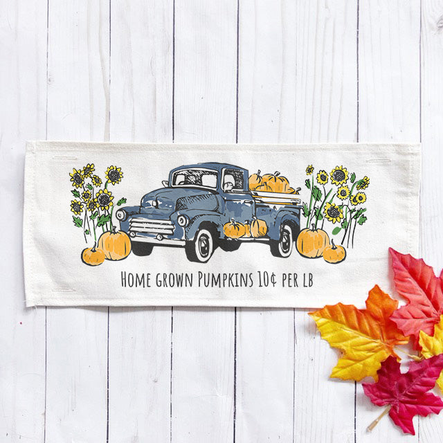 PANEL ONLY: RECTANGLE Fall, Autumn,  Father's Day Dad Thanksgiving, Country Farm, Rustic; VINTAGE PUMPKIN TRUCK
