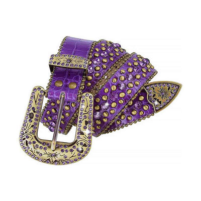 Rhinestone Belts Studded With Purple Stones