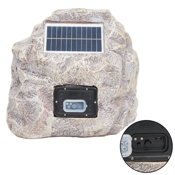 Solar White Outdoor Bluetooth Rock Speaker - Set of 2
