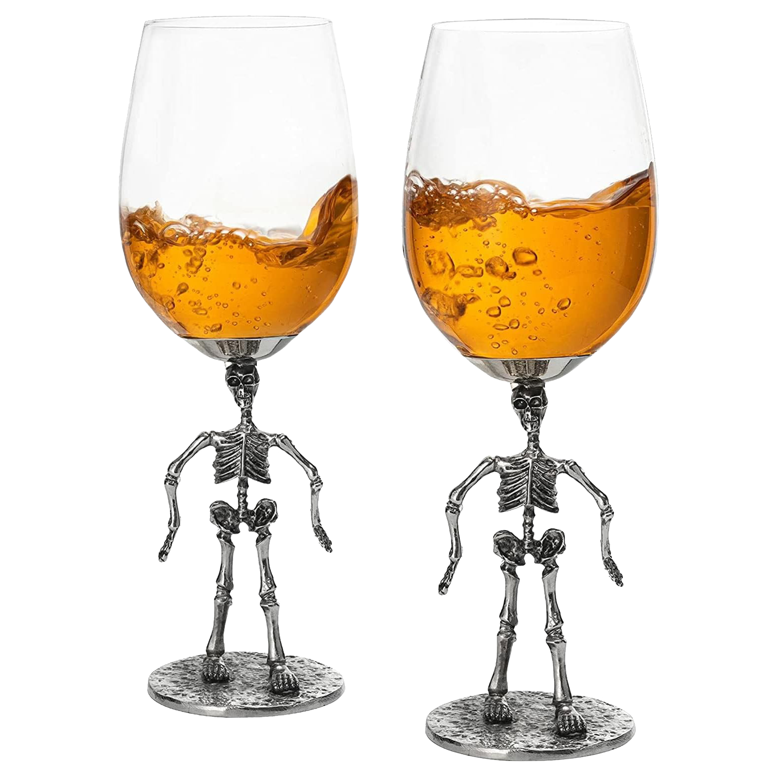 Stemmed Skeleton Wine Glass Set of 2 by The Wine Savant - 12oz Skeleton Glasses 10