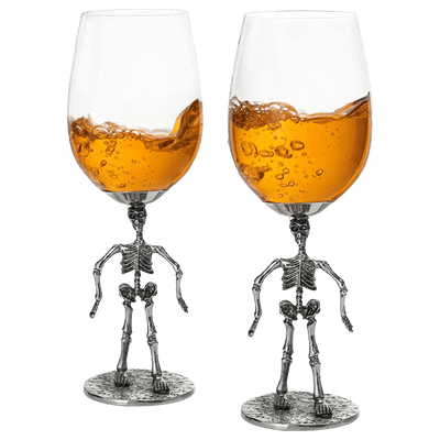 Stemmed Skeleton Wine Glass Set of 2 by The Wine Savant - 12oz Skeleton Glasses 10