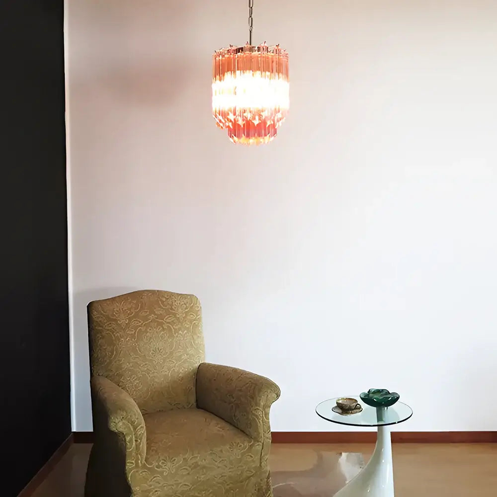 Quadriedri Murano Prisms Pink Chandelier